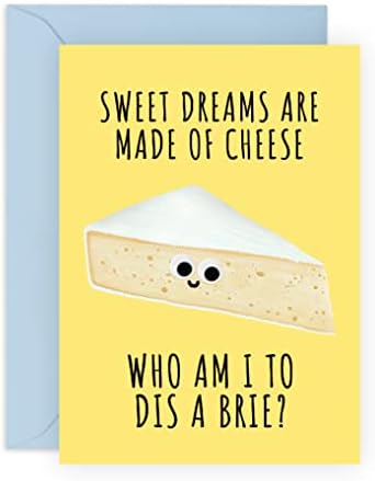 Central 23 Cartões de aniversário engraçados para mulheres ele - 'bons sonhos são feitos de queijo' - humor de trocadilho
