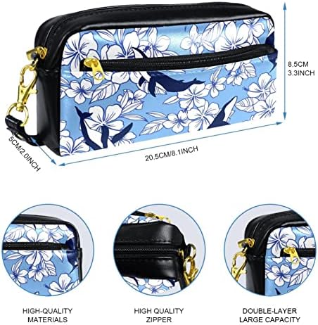 Flor and Whale Azul Backpic Sacos com zíper, bolsa de armazenamento de grande capacidade, bolsa de maquiagem à prova