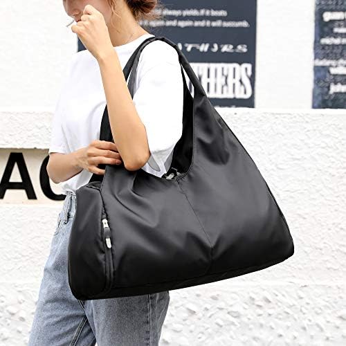 Bolsa de mochila florestal bolsas de ginástica com bolso e sapatos molhados para mulheres e homens, preto