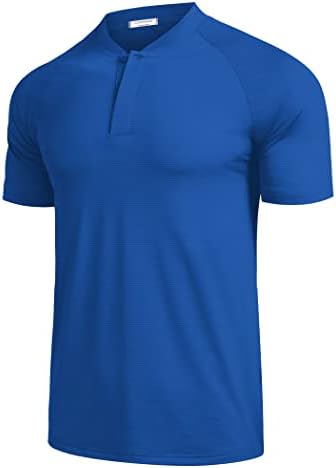 Coofandy Men's Quick Dry Golf Polo Camisetas de manga curta Henley camisa ativa atlética sem camisetas