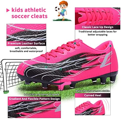 Hanani Kids Soccer Cleats Meninos Sapatos de futebol meninos jovens atléticos ao ar livre e beisebol