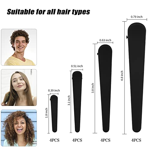 16 PCS Clipes de cabelo para o corte de picada, clipes de cabelo preto de pato fosco, clipes de cabelo
