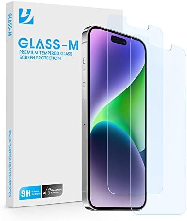 Protetor de tela leve anti-azul Glass-m [2 pacote] para iPhone 14 Pro, Anti-Glare Glass Blocking Block