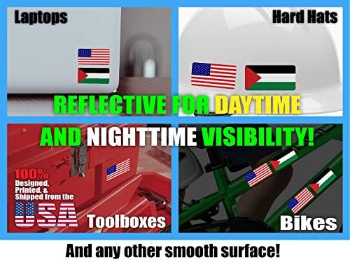 3M Reflexivo Palestina e adesivos de bandeira dos EUA | Decalques de segurança versáteis | Chapéus,
