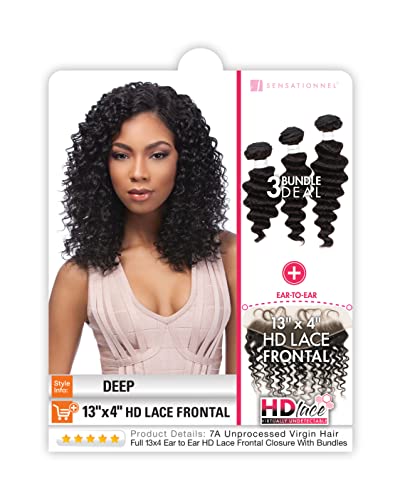Sensationnel Bare & Natural Lace Frontal Bundle Deal - 13x4 Pacote de cabelo humano de renda com fechamento