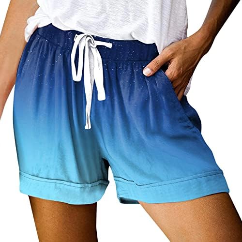 Ruiruilico Casual String de cordão para mulheres 2023 shorts de verão altos cintura elástica shorts