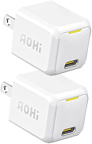 ADAPTOR DE POWER AOHI 2PACK USB C CARGERS 20W USB-C POWER para iPhone 14 Pro Max, iPhone 13/iPhone 12 Pro Max,