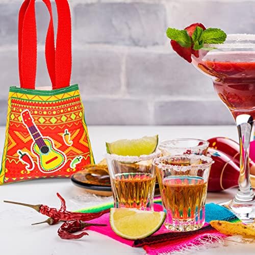 24 PCs Bolsas de doces mexicanos Fiesta Cinco de Mayo Goodie Treat Bags Mexican Gifts Mini -Tote Party Favor