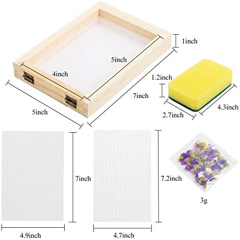 Moldura de tela de papel para águas, 5 x 7 polegadas kit de molde de papel de madeira para artesanato