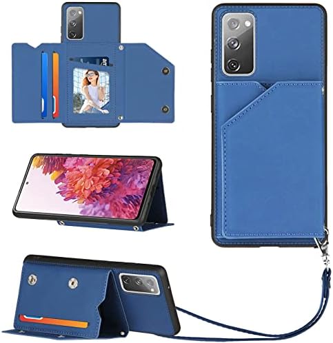 Projetado para carteira Galaxy S20 FE com porta -cartas, capa premium de couro de couro com slots