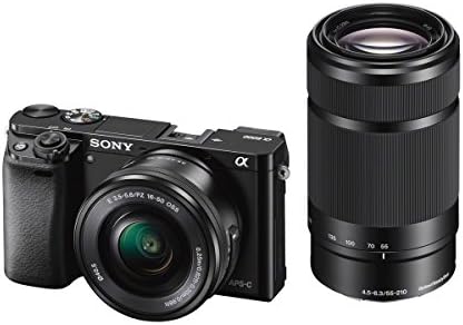 Sony Alpha A6000 Mirrorless Câmera digital com lentes de zoom de potência de 16-50 mm e 55-210mm