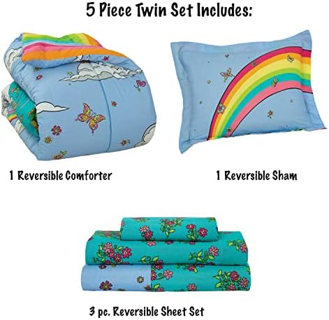 Kidz mistura a cama de unicórnio do arco -íris em uma bolsa, gêmeo