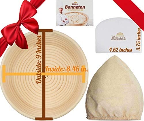 Cesta de prova de pão de 9 polegadas - Presentes de massa para paninhas para padeiros comprovando cestas