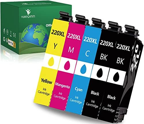 Yuanqimm 220XL Cartuchos de tinta Substituição remanufaturada para Epson 220 Cartuchos de tinta Pacote de