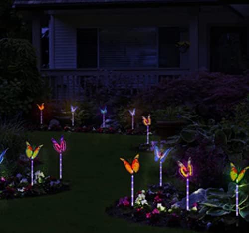 Solar Butterfly Light 7 Ciclo de cores Fibra LED Fibra Butterfly Light Garden Garden Villa Paisagem Luz Luz Decorativa Padrão