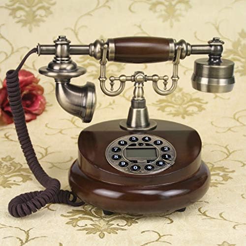 Telefone de telefone Vintage Retro Walnuta Phone Classic Desk Phone com Time Real e Id ID de chamadas