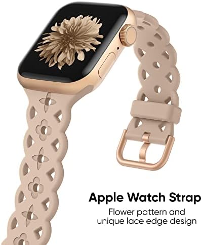 Bandas de silicone da Missir Lace Compatíveis com Apple Watch Band 38mm 40mm 41mm 42mm 44mm 45mm 49mm, Women Soft