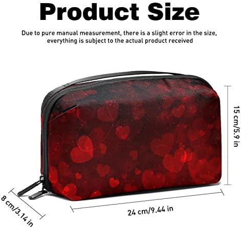 Red Black Love Heart Makeup Bag Zipper Pouch Travel Organizador cosmético para mulheres e meninas