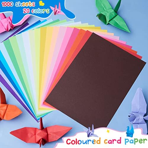 1000 folhas de construção de papel de construção de cores variadas material escolar em massa de 9 x 12 polegadas