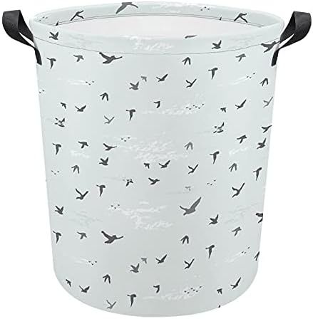 Bolsa de lavanderia de pássaros voadores com alças redondo cesto de armazenamento à prova d'água