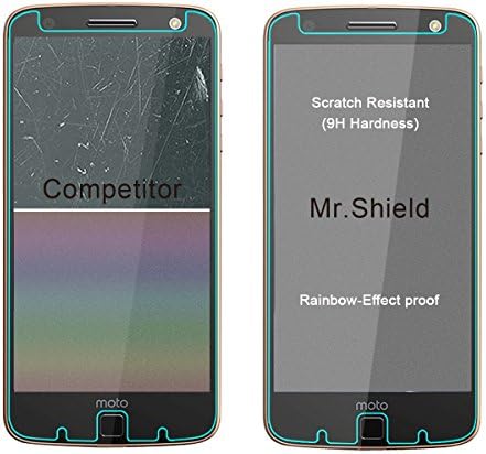 Mr.Shield [3-Pack] projetado para Motorola Moto Z Force Droid [Vidro temperado] Protetor de tela