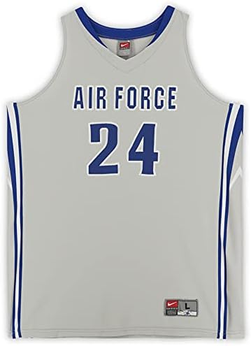 Sports Memorabilia Air Force Falcons emitidos por equipe #24 Jersey Gray com números azuis do programa de basquete - Tamanho L - Programas da faculdade