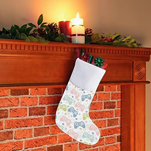 Controlador de jogo colorido personalizado meias de Natal Fareira Família Festa pendurada Decorações