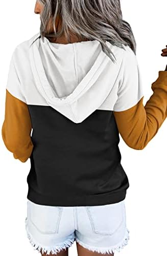 Hoodies de bloco de cores femininos de Etcyy tampos de manga comprida Button Casual Casual Pullover