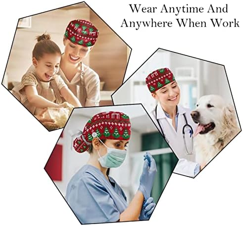 2 PCS Nurse Scrub Caps Cabelo longos, adorável Candy de cachorros de filho