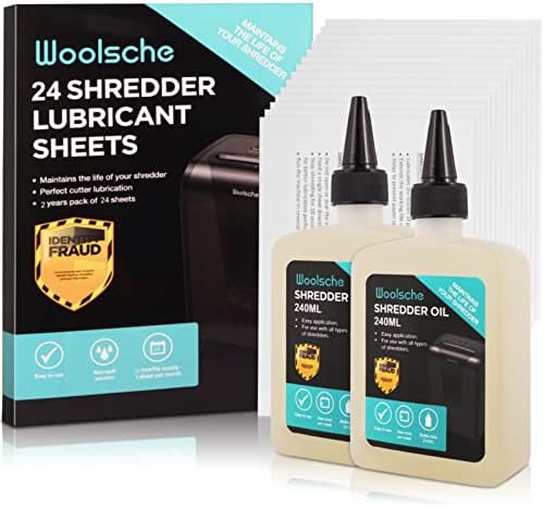 Óleo de triturador: embalagem de 2 Óleo de triturador de papel 240ml e 24 PCs Lobrifica de Shredder, sacos de