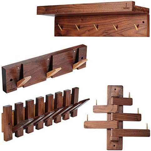 Catfairy pode balançar ganchos de parede de rack de casaco de madeira, ganchos de parede de madeira feitos de nogueira preta sólida, robusta, bonita e personalizada, rack de parede