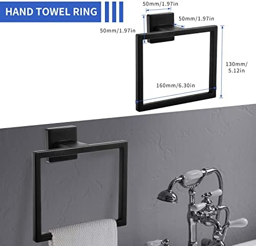 5 peças Conjunto de hardware do banheiro, acessórios para banheiro preto fosco Defina o suporte de papel de toalha