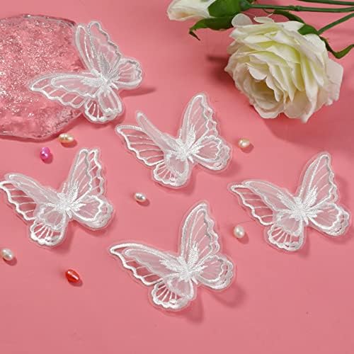 6 PCs Butterfly Lace Trim Camadas duplas tecidos de renda de renda 3d decoração de borboleta Apliques remendos