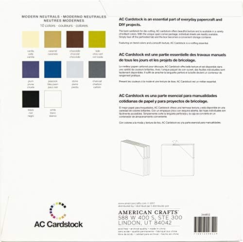 American Crafts Smooth Cardstock Pack 12 x12 60/pkg-moderno neutro, 6 cores