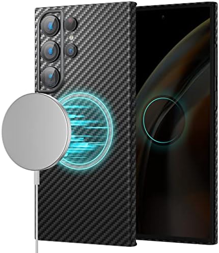 Memumi Real Aramid Fiber Magnetic Caso para Samsung Galaxy S23 Ultra, compatível com Magsafe Sturdy Durável