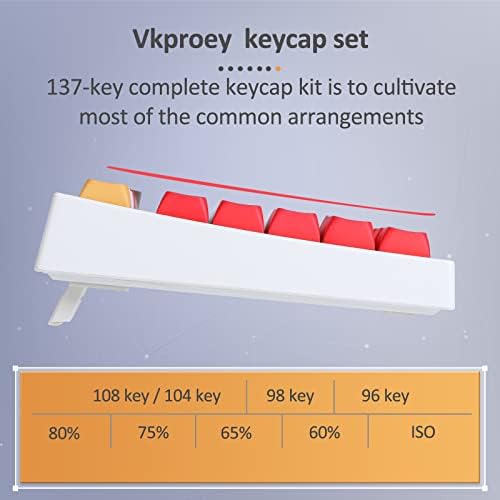 VKProey PBT Keycaps Conjunto 137Key XDA Perfil, Sub-corante, Captas de chave personalizadas