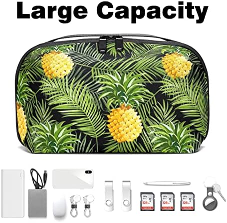 Bolsa de bolsas portáteis de organizadores eletrônicos e folhas de abacaxi e folhas de luta de cabos de viagem
