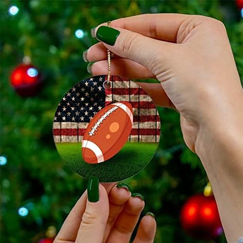 Cheyan Football EUA Bandeira Ornamento de Natal, Ornamento de Árvore de Natal para Decoração de Casa de Natal Fãs