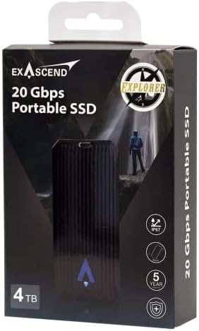 Exascend Explorer 4 TB SSD portátil - até 2.000 MB/S - USB -C, USB 3.2 Gen 2 - unidade de estado sólido