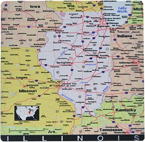 3drose LLC 8 x 8 x 0,25 polegadas Pad impressão de mouse do mapa de estado de Illinois em exótico para