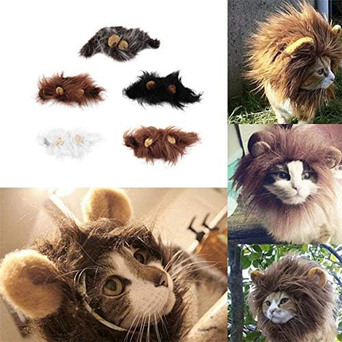 Profectlen adorável fantasia de animais de estimação Leões Mane Wig para Cat Halloween Festa de Natal Vestido
