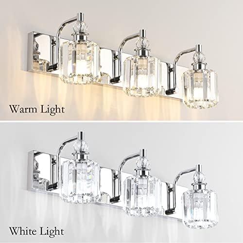 Ralbay Modern Crystal Vanity Light para banheiro cristal cromo Banheiro luminárias de parede de
