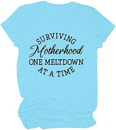 Mãe de 2 meninos impressam camiseta gráfica camiseta para mulheres letra curta letra tops impressos mamãe presente