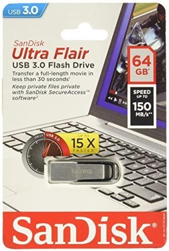 Sandisk Ultra Flair USB Flash Drive, 64 GB, prata
