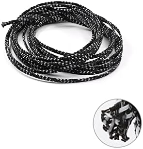 OTHMRO 5M/16,4FT PET PET Expandível a cabo com manga flexível de malha de fios flexível preto e branco