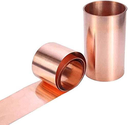 Yuesfz 99,9% de cobre puro Placa de folha de metal de alumínio T2 Alta pureza Rolo de papel alumínio, 300x1000mm,