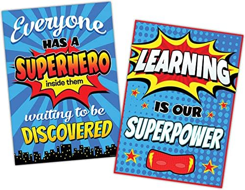 Professor criou Recursos Super -Herói positivo Pacote de pôsteres