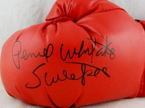 Pernell Whitaker autografou a luva de boxe Everlast Red - JSA W Auth *Silver - luvas de boxe autografadas