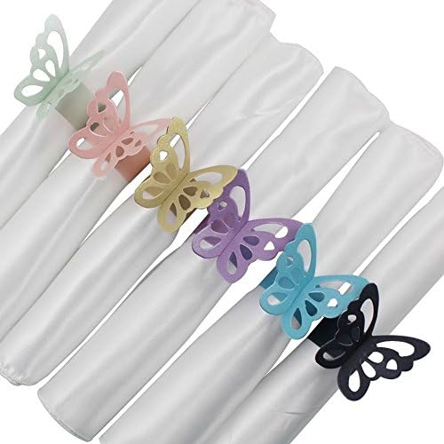 Pacote de soro de 50 anéis de guardanapo de papel borboleta para decoração de festa de casamento