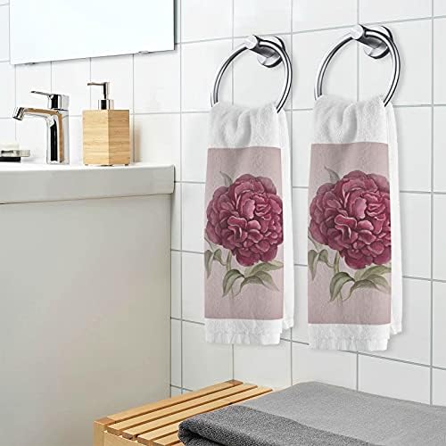 Alaza toalhas de mão panos, aquarela peony flor Ultra macia e absorvente toalhas de ponta de dedos e panos